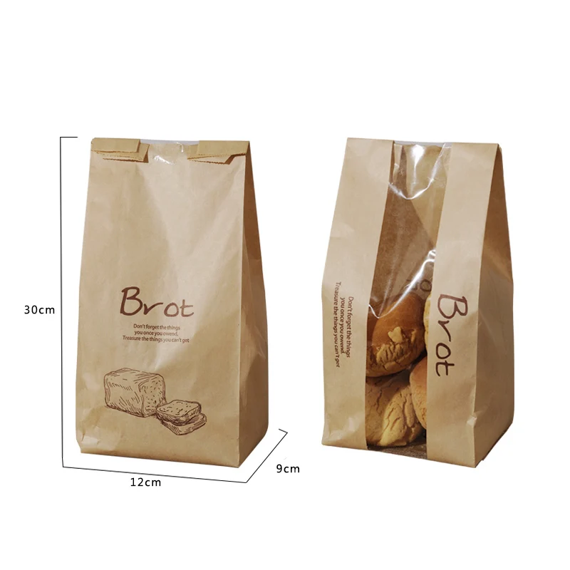 kraft bag window paper Donut Leisure Food Bread paper Food Packaging Cake Leisure Toast DIY Baking Bakery Bread Bag