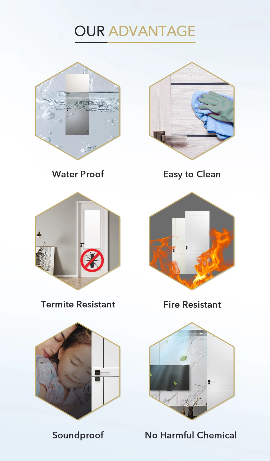 Waterproof Interior White Bedroom WPC Door PVC Wooden Door Design With Door Frame For direct sales china wholesale