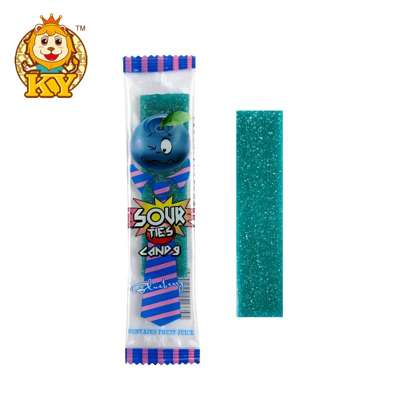 Wholesale custom sugar coated rainbow tie sour candy licorice belts soft gummy candy tape stick