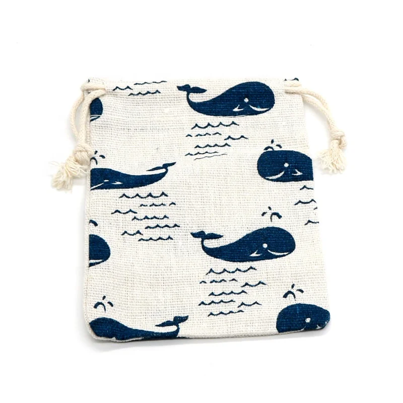 Promotional custom small organic cotton offset printing drawstring bag