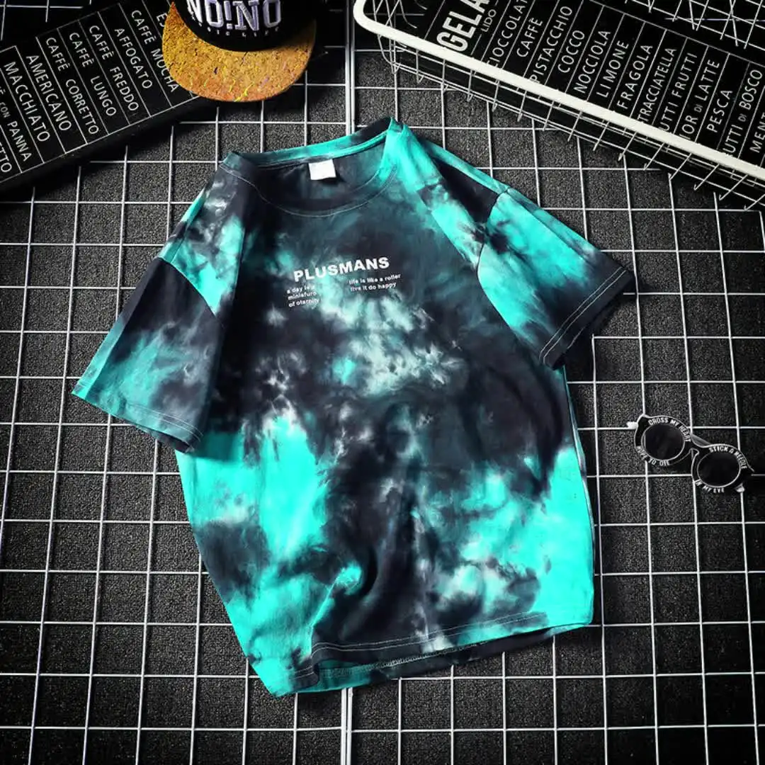 
100%cotton Hip Hop Clothing Gradient Color Tie Dye T-shirts For Custom Eco Friendly Clothing Manufacturers 