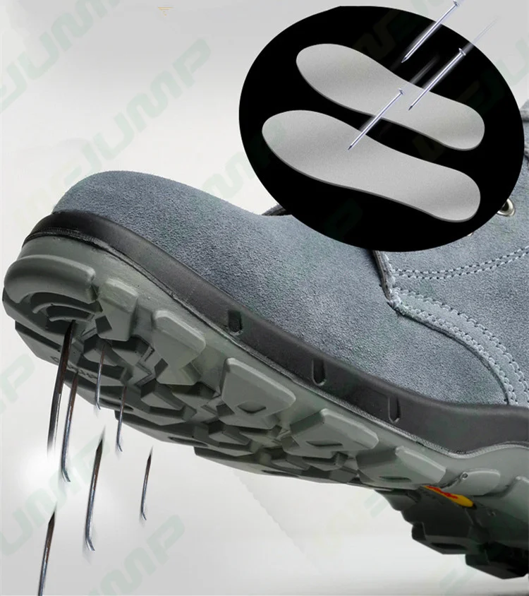 Wejump suede cow leather wear-resistant mesh fabric Lightweight Breathable Deodorant Work Shoes Construction Safety Shoes