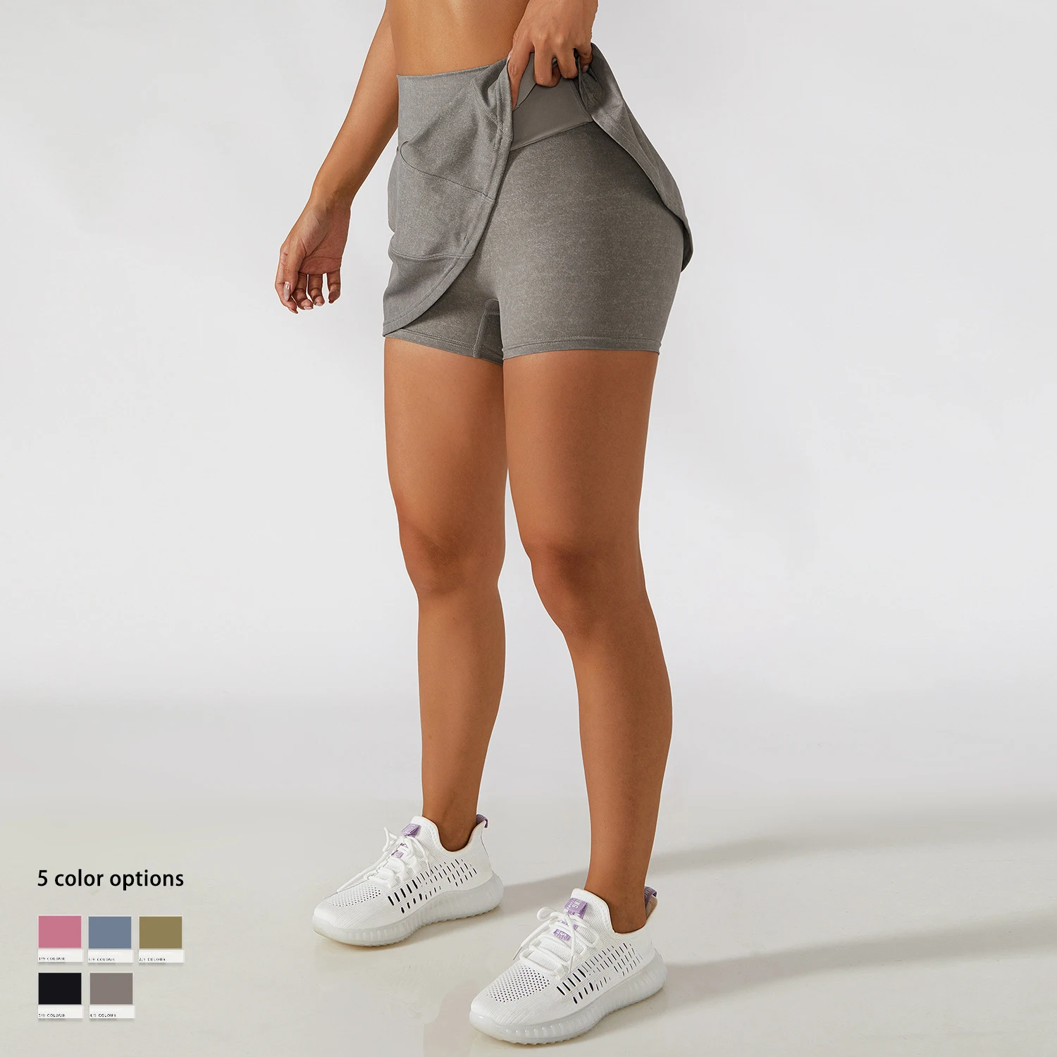 Falda Deportiva Fitness Sports Short Skirt Badminton Golf Yoga Anti-Running Gym Two-Piece Culottes Women Tennis Skirt