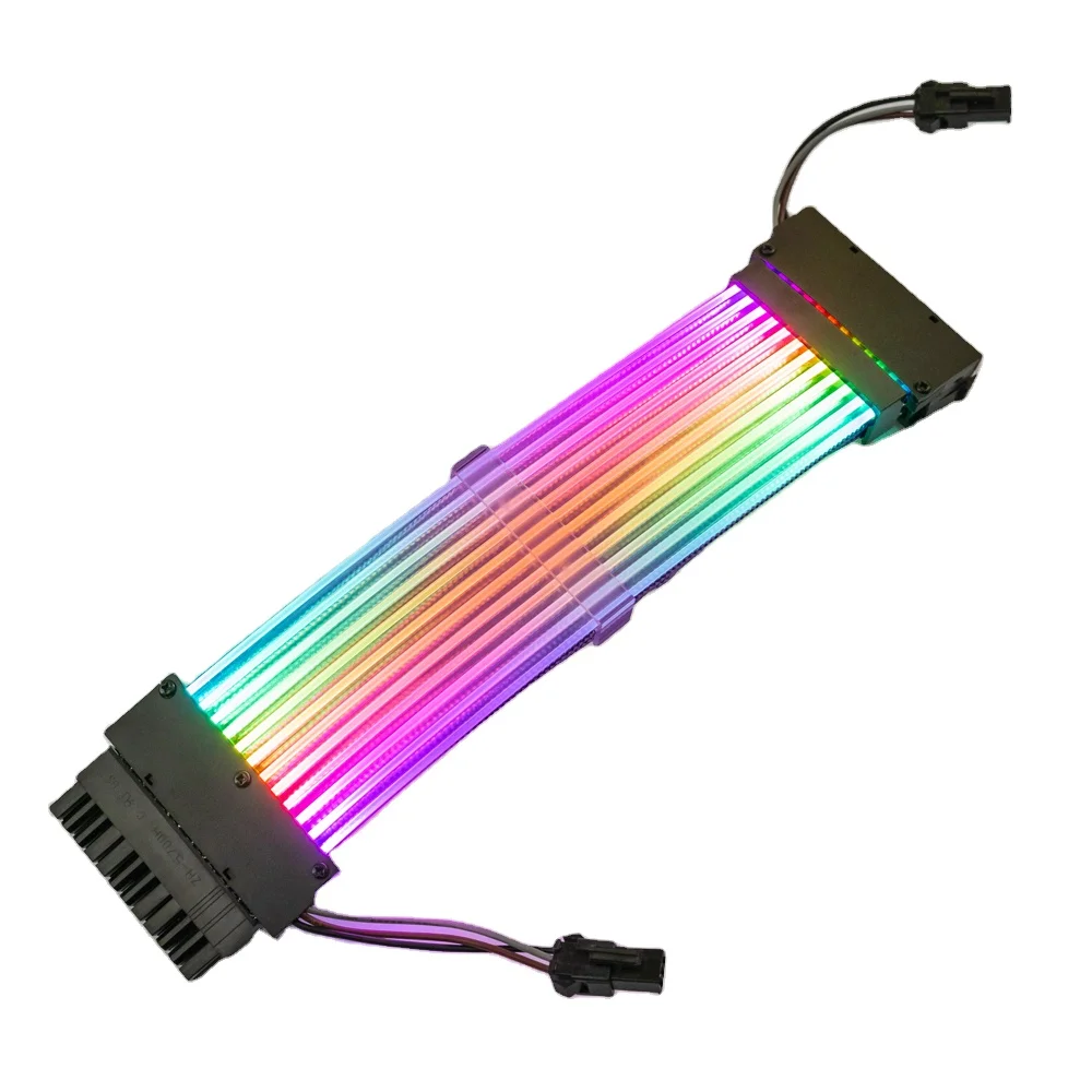 Gaming PC case Straight 24pin Wire Power Adapter With Motherboard Synchronous  RGB Extension cable for computer gaming RGB cable