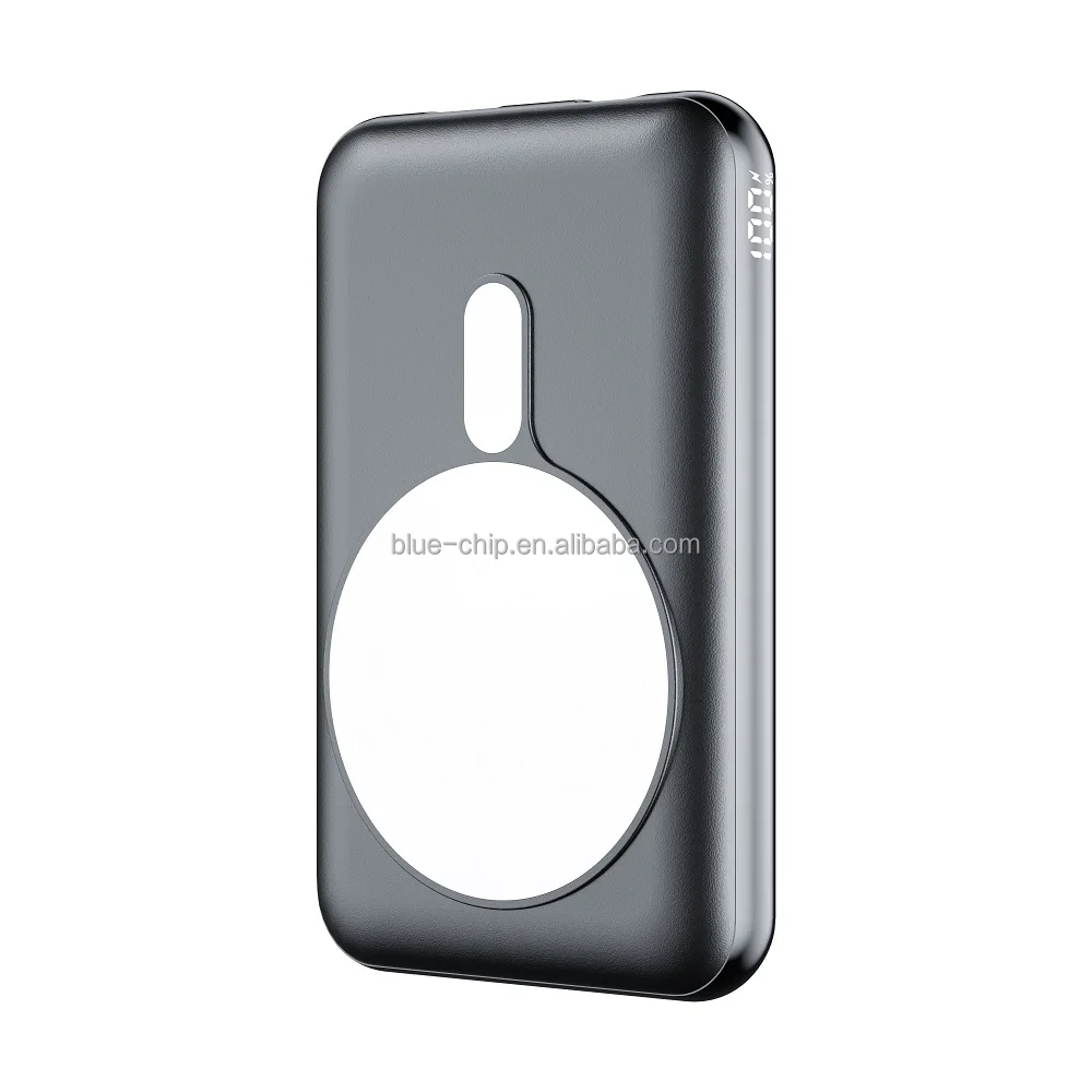 Manufacturer Wholesale Ultra Thin Built In Cable Wireless Universal Magnetic Fast Charging Power Bank With Led Lights