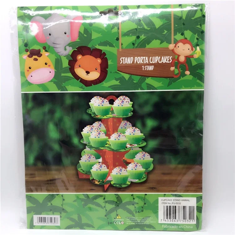 New Jungle Safari Animals Party Theme Kids Birthday 3 Tier cake Stand Party Supplies Decoration Eco-friendly Disposable Table