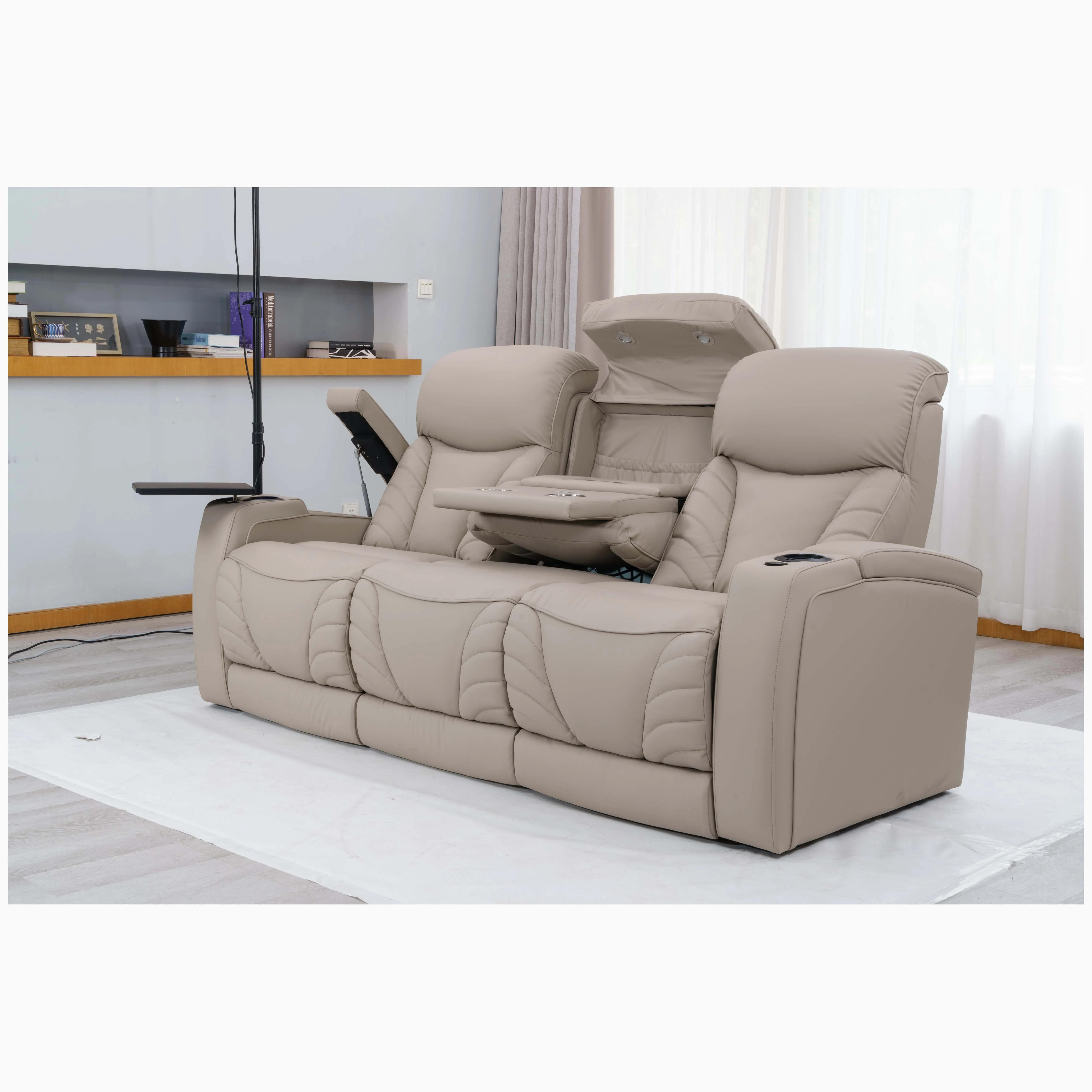 lounge suite animal real leather living room sofa set furniture inclinable electric recliner chair