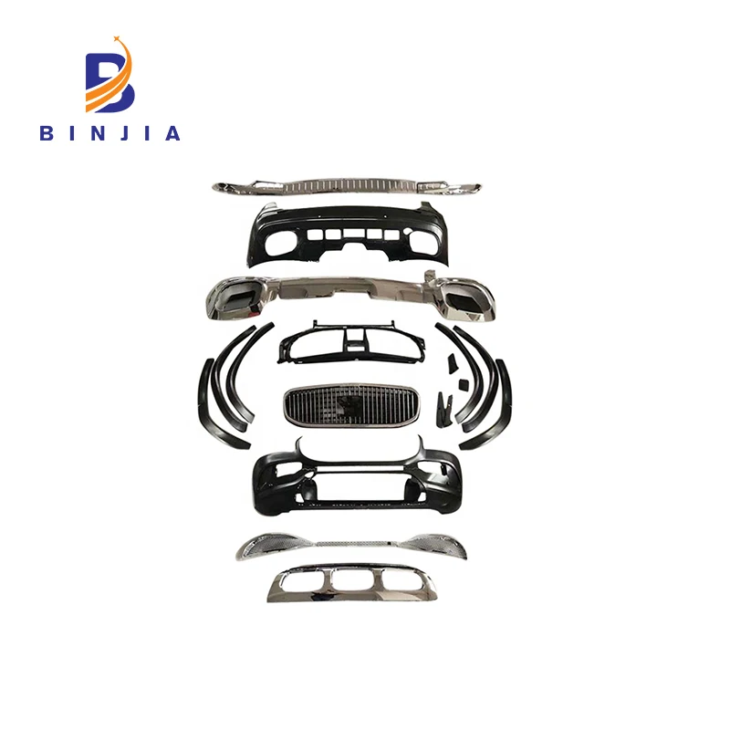 Комплект включает в себя решетку для переднего и заднего бампера из полипропилена АБС модели Mercedes Benz GLS M 2020