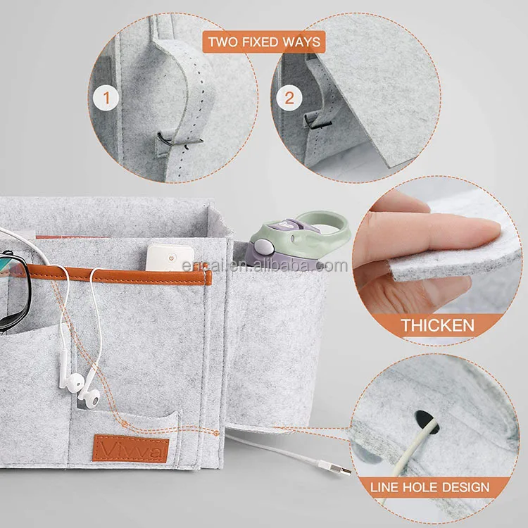 Bedside Caddy Bed Caddy for College Dorm Room Bedside Organizer with 2 Heavy Duty Straps Fits Bunk Bed Bedframe Sofa