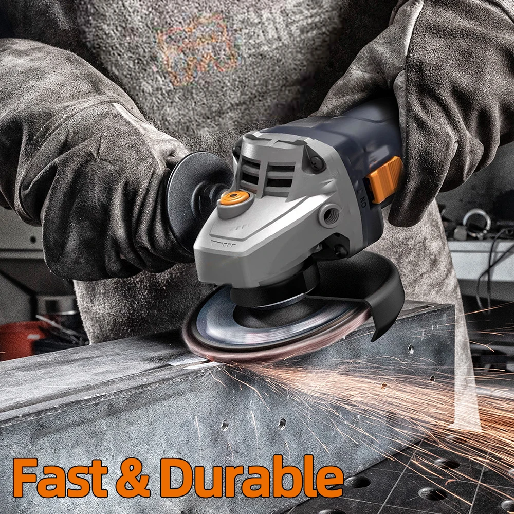 1300W Heavy Duty AC Brushless Variable Speed Angle Grinder with 2,800-10,000 rpm Speed Control