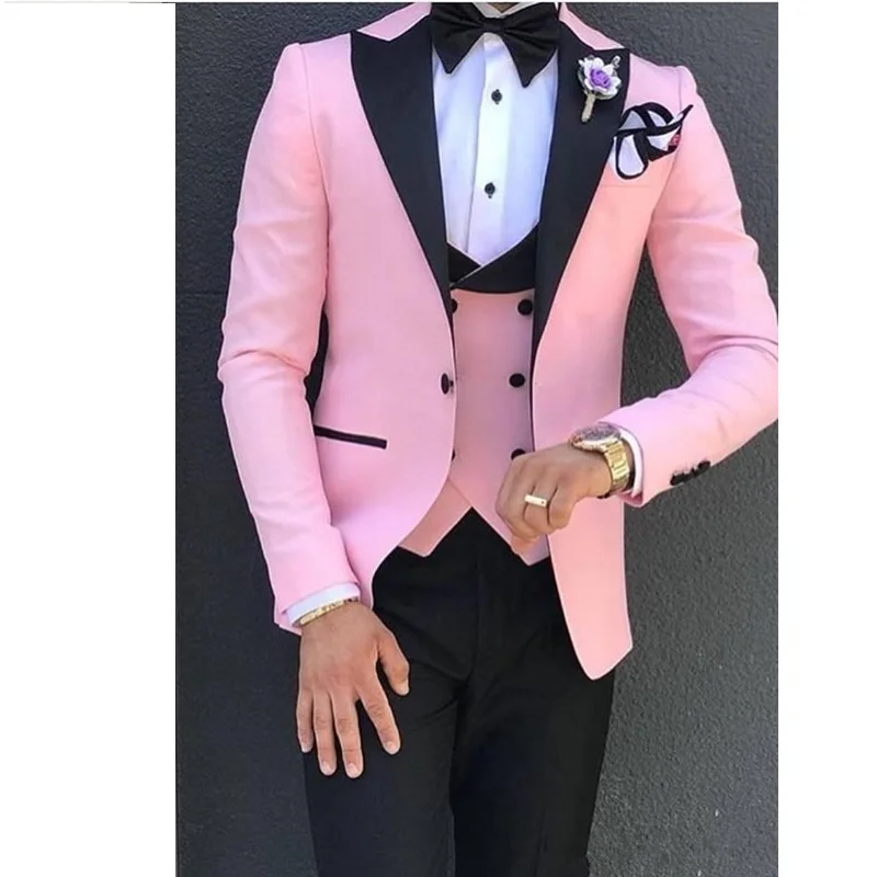 Peak Lapel Double Breasted 3 Piece Men suit Slim Fit Suit Groom Tuxedo Wedding Prom Suit