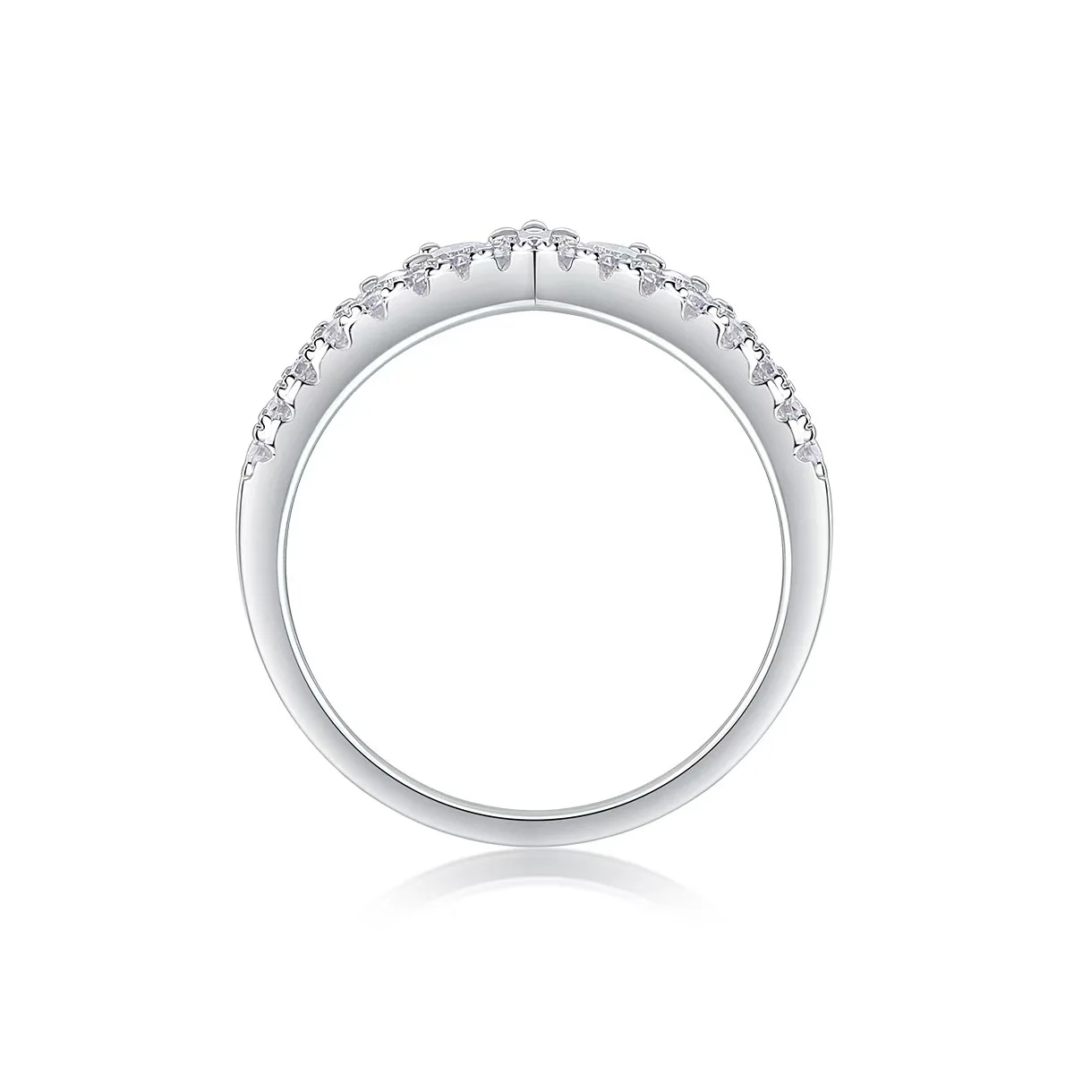 High Quality Dcolor Vvs1 Full Moissanite Crown Design 925 Sterling Silver Women Ring for Wedding Party Engagement