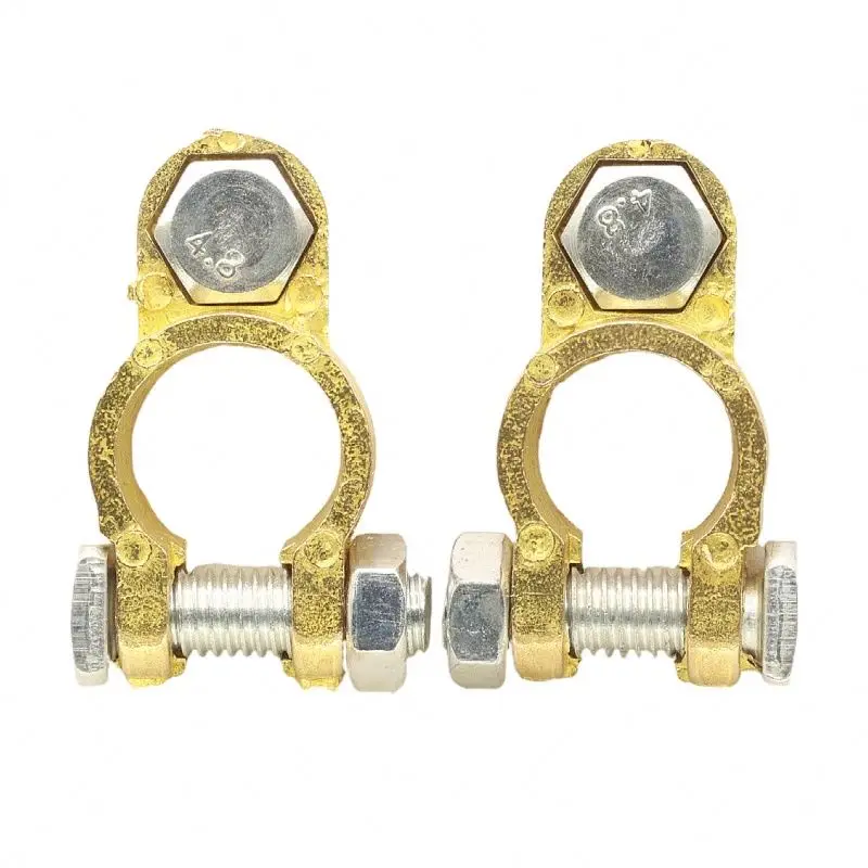 Ruised 12-24V Brass Top Post Battery Terminal Clamps, Battery Terminal Connectors for Car and Boat
