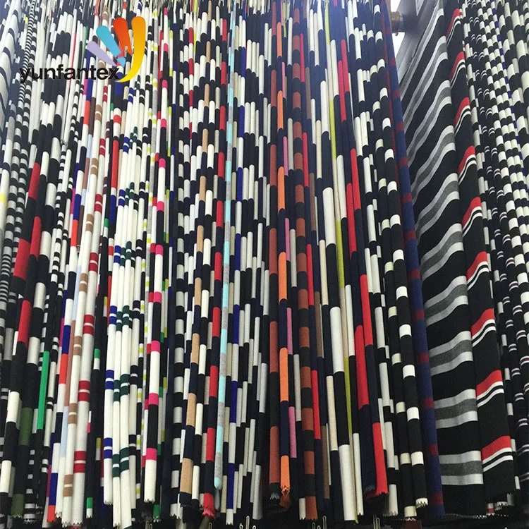 
2019 Latest Yarn dyed cotton lycra striped fabric cotton fabric with spandex 