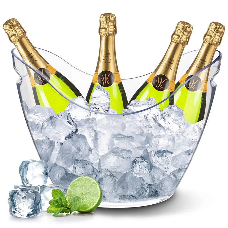Custom Ice Bucket beer Wine Bucket Clear Food Grade Acrylic Plastic Tub for Drinks and Parties