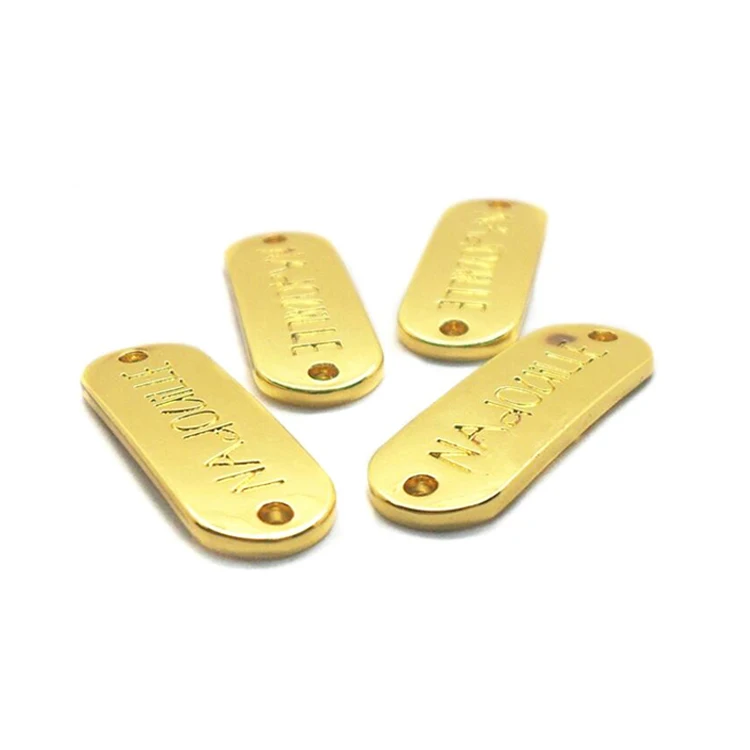 High quality garment accessories metal logo label customized gold metal logo