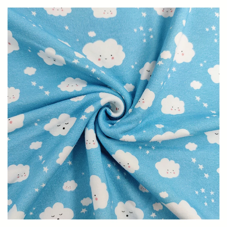 Breathable Cotton Knitting Fabric cotton jersey fabric custom printed for baby clothes