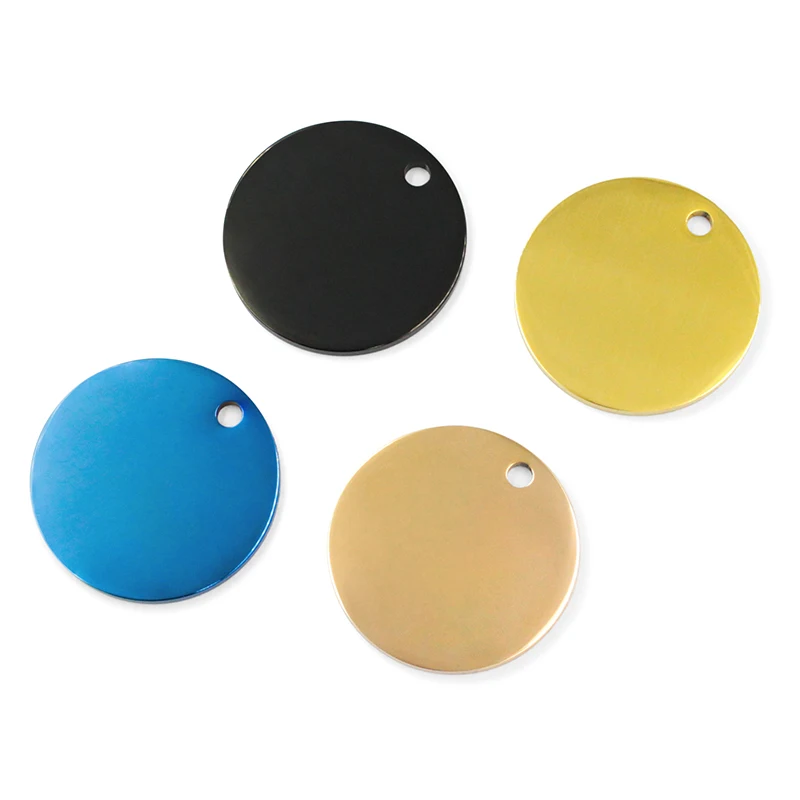Wholesale Round Zinc Alloy Stainless Steel Polished Brass Blank Plate Sublimation Dog Tag Blanks Aluminum Pet Dog Id Tag
