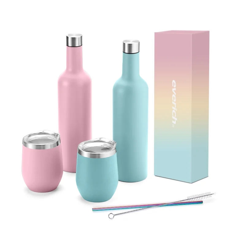 Top Seller 750ml 360ml Double Wall Vacuum Stainless Steel Thermos Wine Bottle With Lid Wine Tumbler wine set