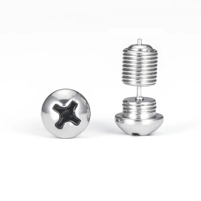Retro exaggerated cross screw earstuds titanium steel hexagonal personality earrings for men and women