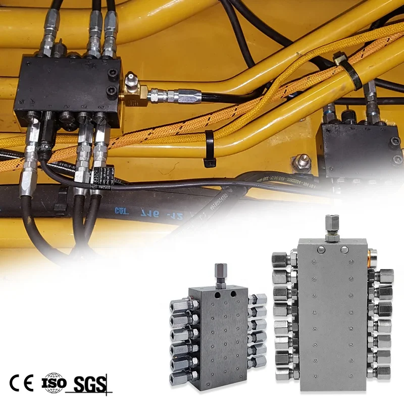 Precise SSV 2-20 Holes carbon steel progressive grease distributor divider valve block for grease lubrication system on loader