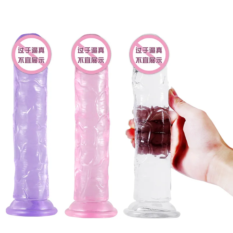 Cheap and Colorful Dildo TPE Realistic Huge Artificial Penis for Women Wholesale Crystal Dildo with Discreet Packaging