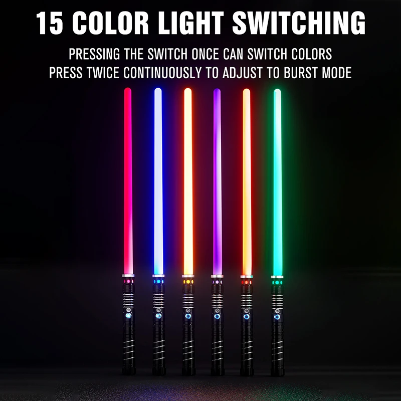 Lightsaber, laser, LED flash, toy sword, strap with 16 colors of lights and USB charging