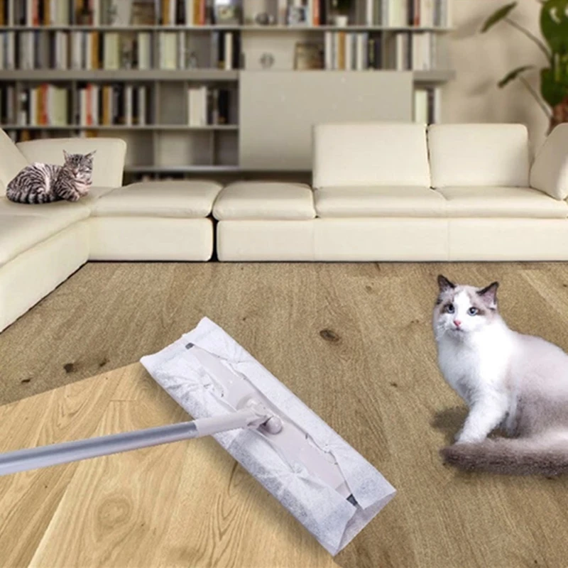 Flat Dust Sweeper Mop For Tile Cleaning Floor Dry With Disposable Refills Rags Dog And Cat Hair Removal Household Tools Utensils