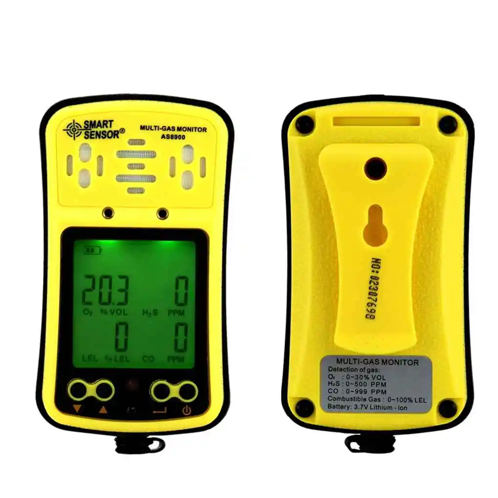 SMART SENSOR AS8900 Digital O2/H2S/CO/Combustible Air Meter 4 in 1 Oxygen Carbon Monoxide Hydrogen Sulfide Detector Tester