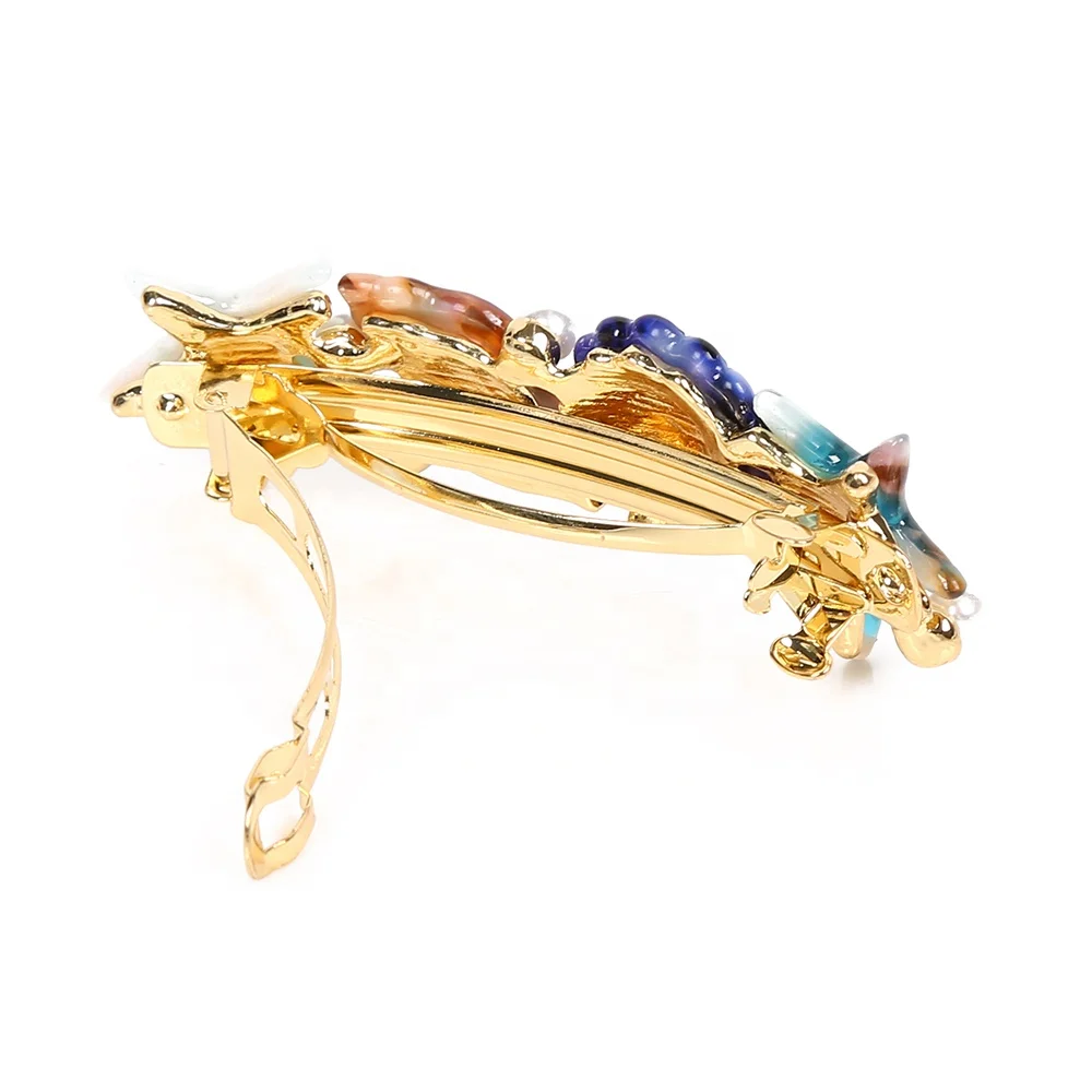 Latest high quality starfish pearls hair clips for girls tortoise shell hair barrette women