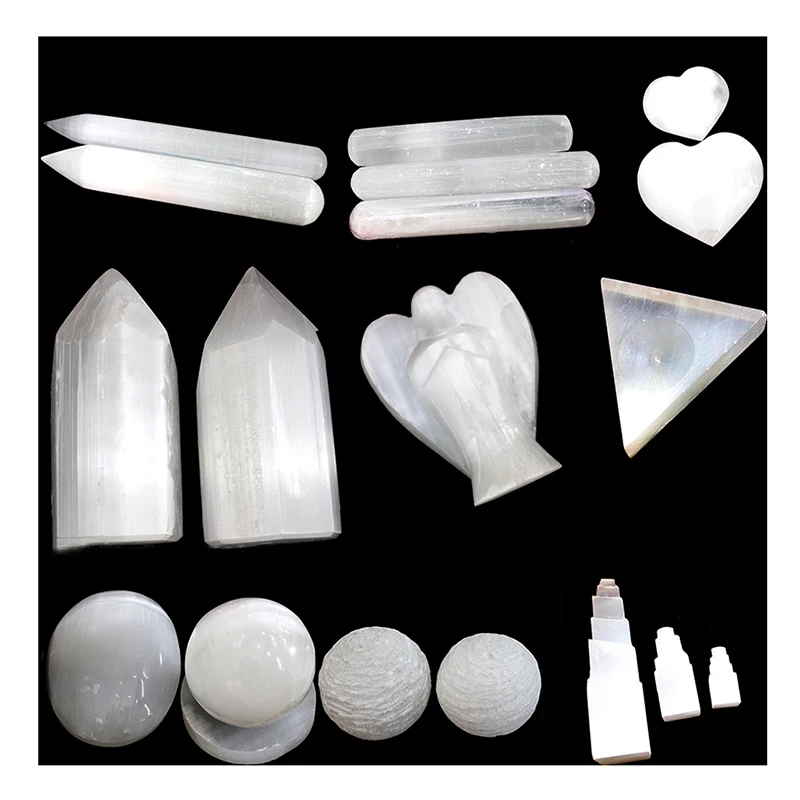 Wholesale Natural selenite stick  White Selenite bowl  selenite  Skulls
