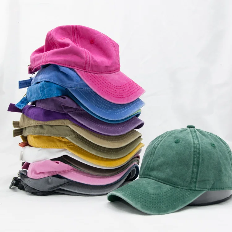 Wholesale Unisex Plain Color Vintage Soft Adjustable Cotton Washed Baseball Caps