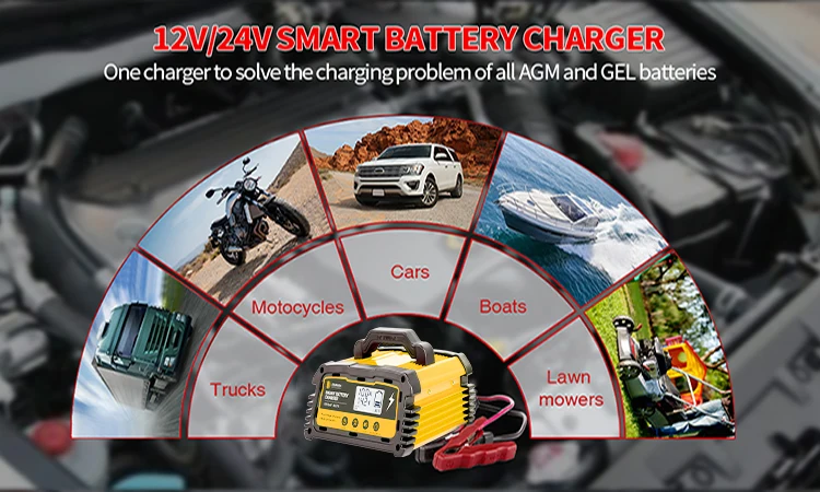12V 24V 5A 10A 20A 25A Motorcycle Car Battery Charger Pulse Repair Lead Acid Battery Charger EU US UK AU JP