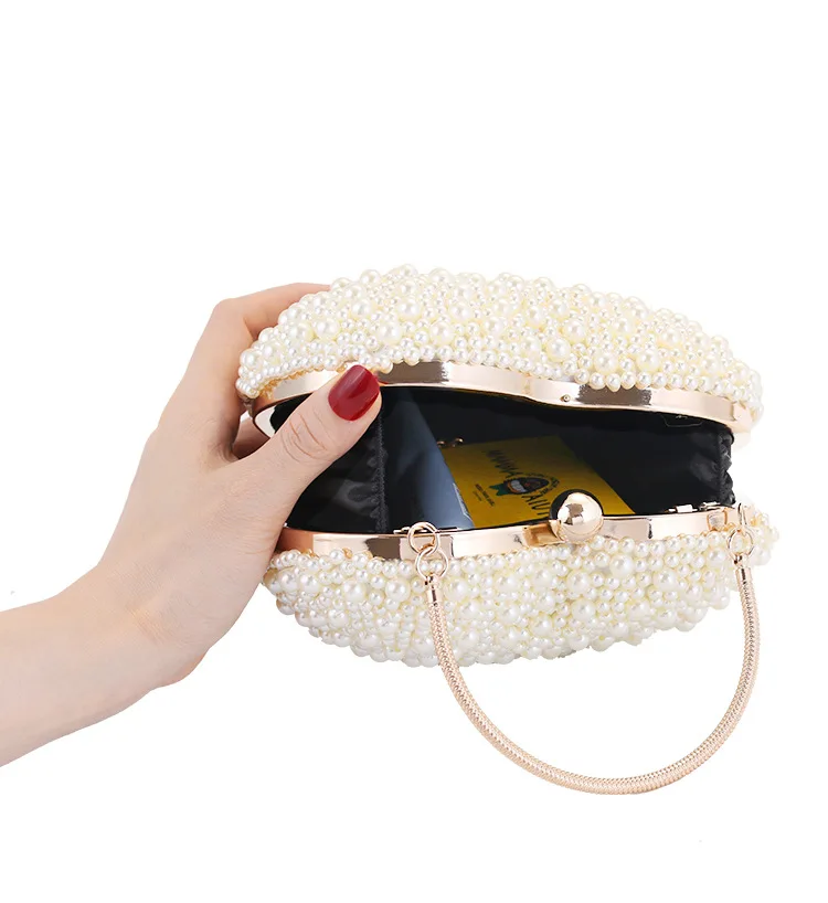 
Womens wedding heart luxury special crystals beaded pearl clutch evening bags 