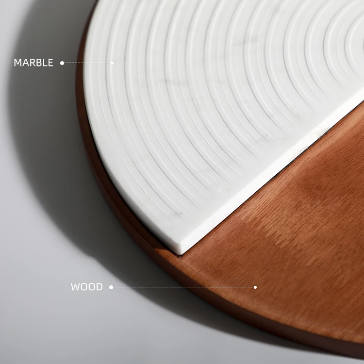 light luxury hotel accessories home decor restaurant centerpiece iron handle square wooden tray serving plate