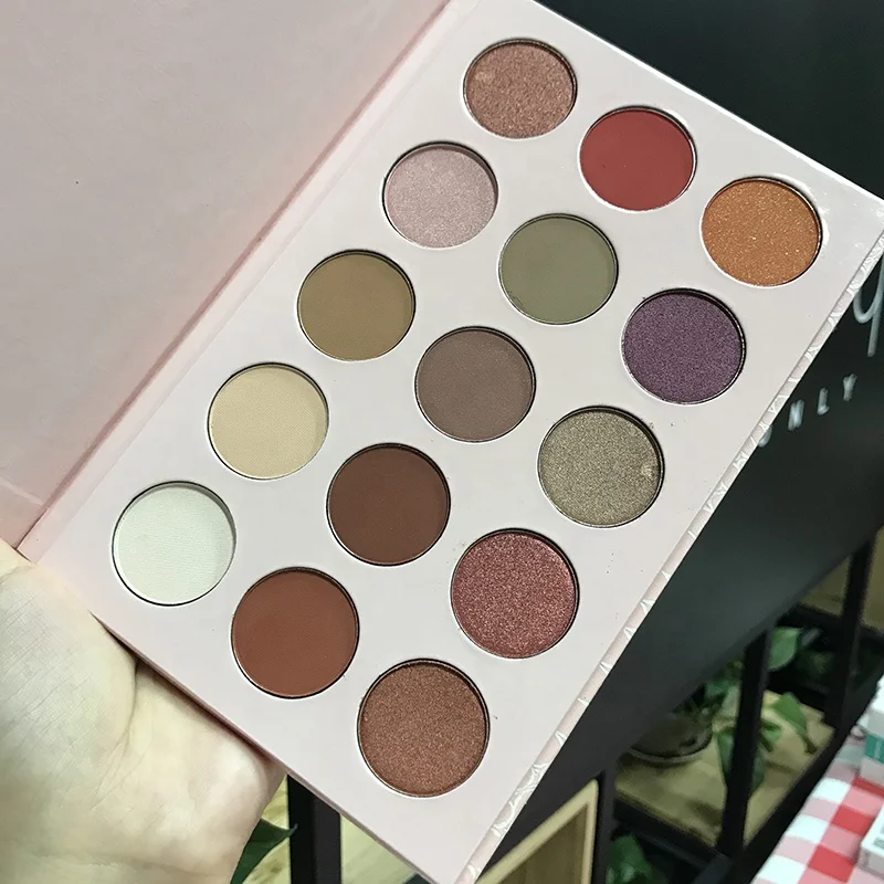 Best quality custom eyeshadow palette 15 colors talc free pink eyeshadow packaging