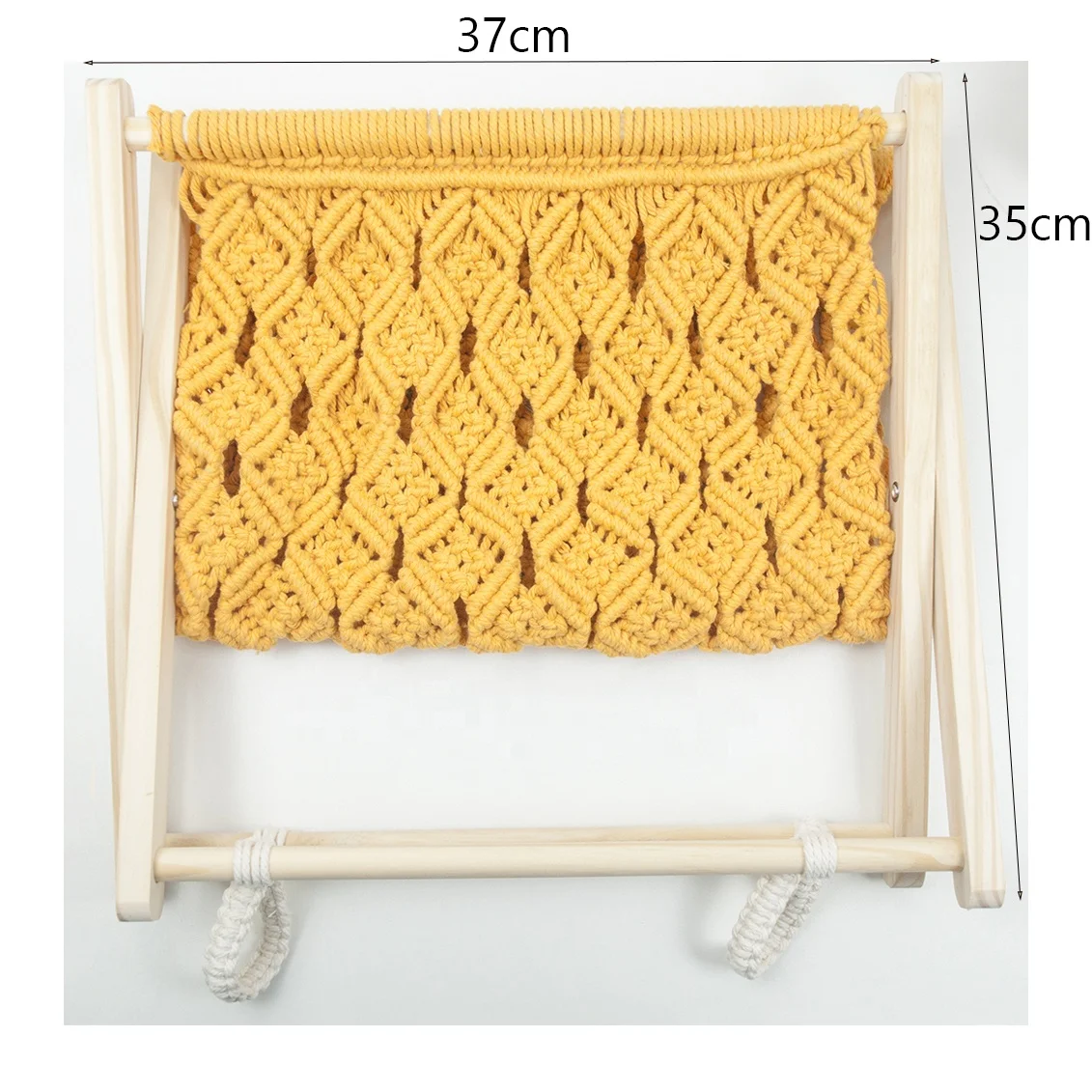 Macrame Magazine wooden  Rack Magazine Holder Storage Basket Standing Rack