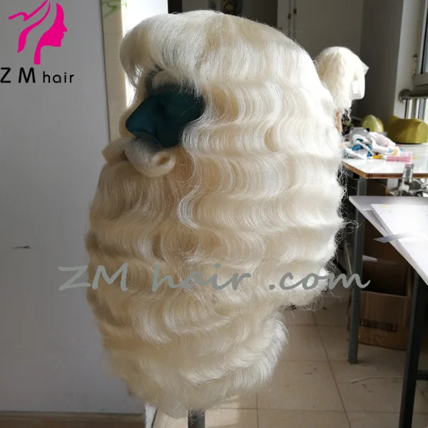 Trade price Yak machine made non lace deluxe Santa Claus yak wig and beard set