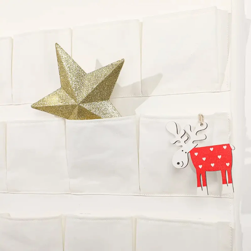 Customized DIY Christmas Advent Calendar Sublimation Blank Xmas Calendar with Pockets Wall Hanging Bag for Xmas Decoration