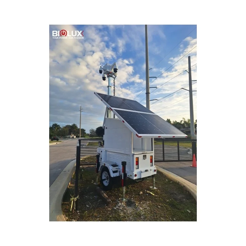 Solar-powered Portable Versatile Self-sufficient  Maintenance-free Outdoor Mobile 24/7 Surveillance trailer mounted CCTV