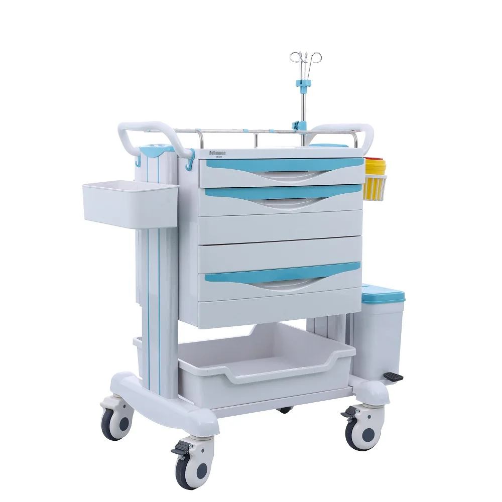 Медицинская аварийная тележка из АБС-пластика, экономичная тележка для лечения, аварийная тележка
