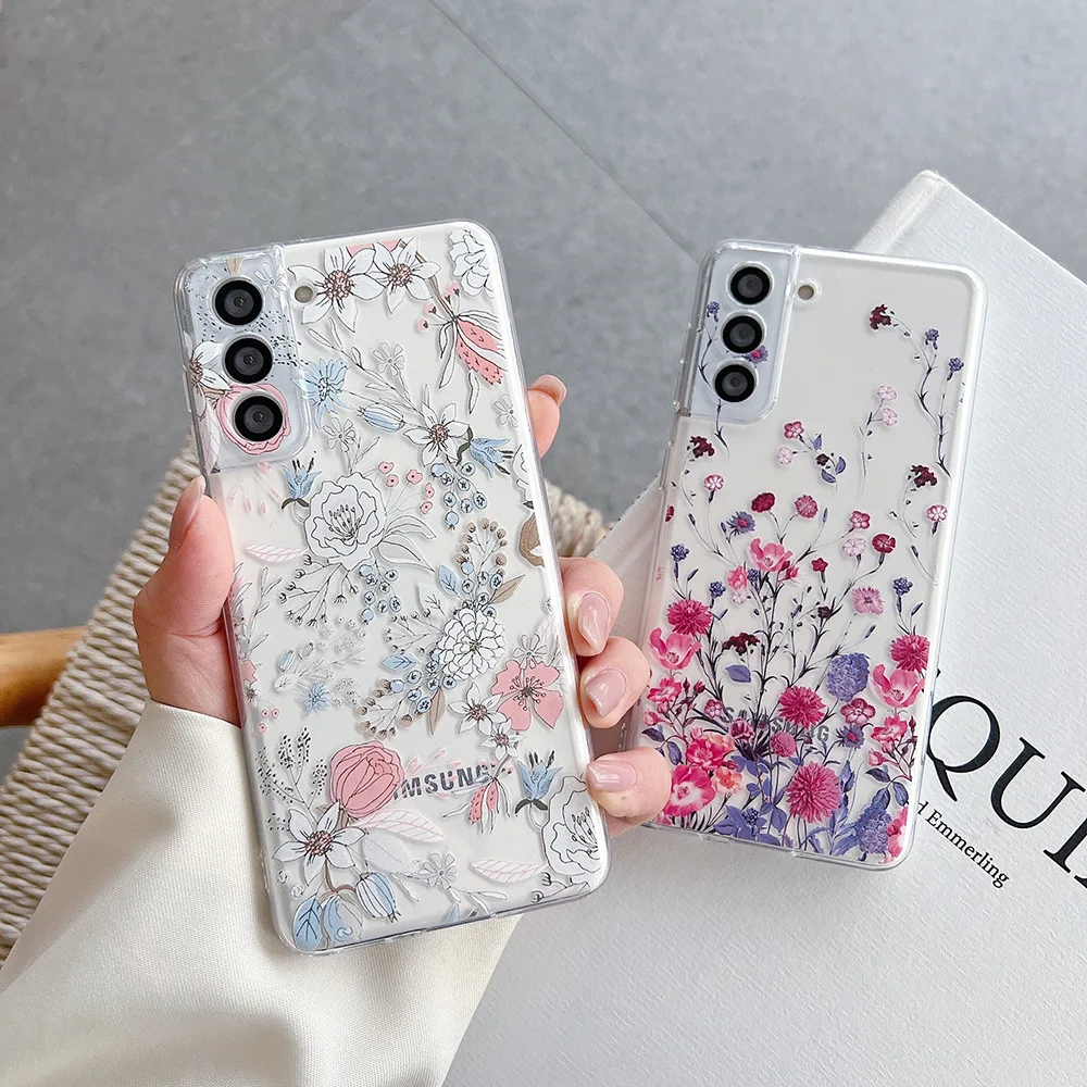 Beautiful small floral phone case For iphone13 14promax Samsung S23ultra A54 painted tpu case