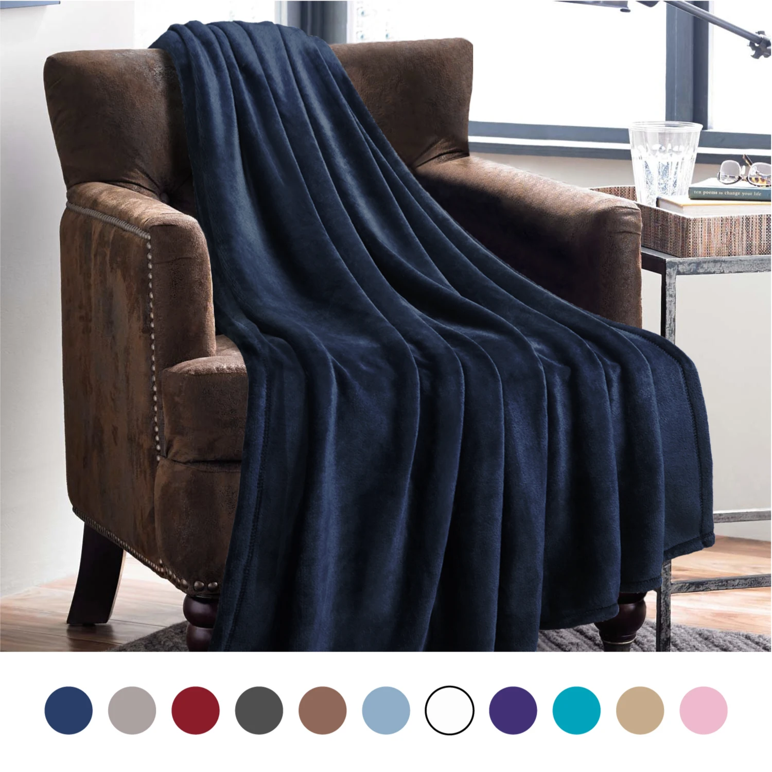 TEXbnb Luxury Throw Weave Flannel Fleece Blanket Throw Size Cozy Couch Bed Super Soft and Warm Plush Microfiber