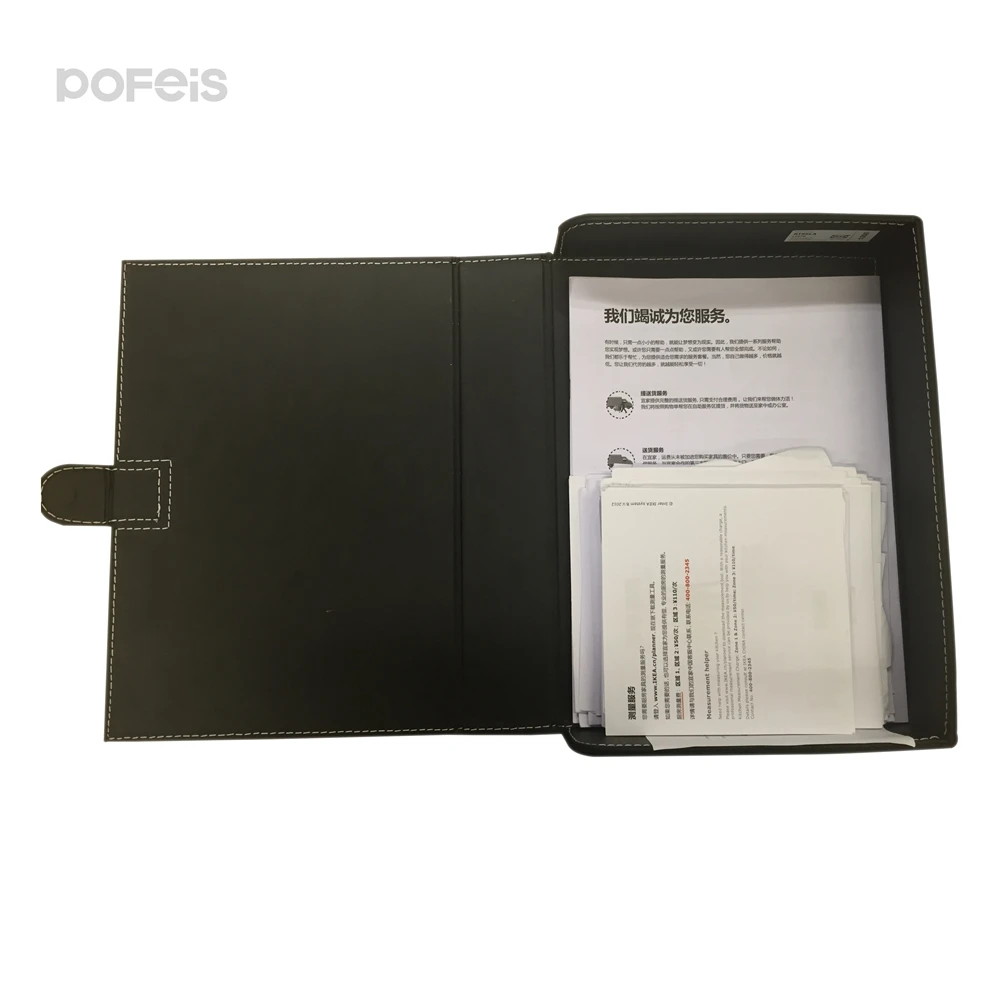 A4 Customized PU Leather Document Storage Paper Box File plastic Presentation Folder Case