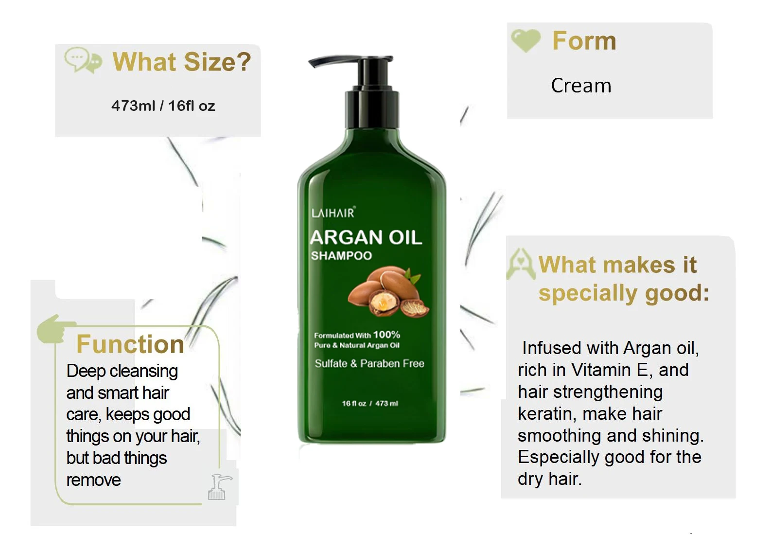 500ml salon sulfate-free nourishing natural hair sulphate free keratin bulk moisturizing argan oil hair shampoo