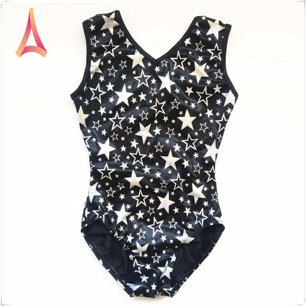 Starry Black mystique Girls leotards Training gymnastics leotards