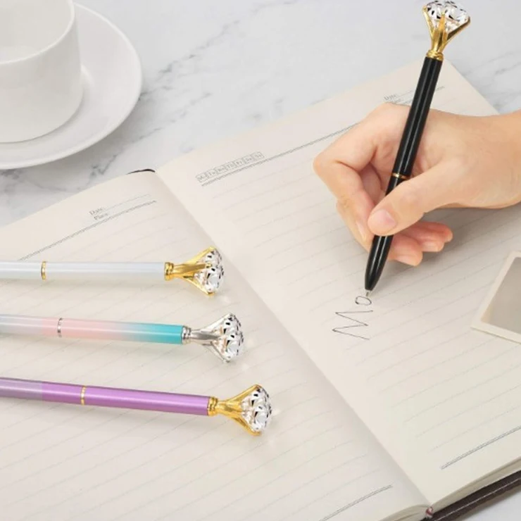 В наличии Персонализированная шариковая ручка с большим алмазным кристаллом для подарка