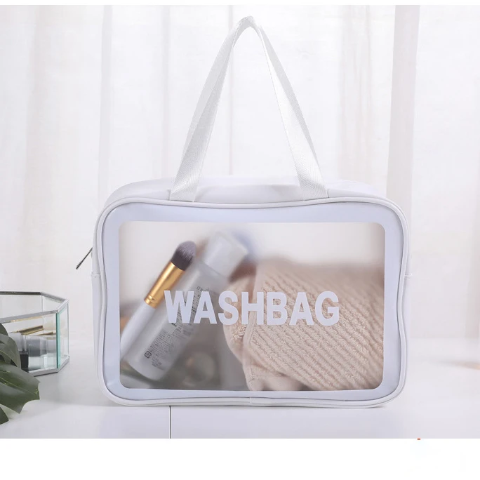  Customized PVC Beach Handbag Waterproof Toiletry Fashion Wash Makeup Cosmetics Bags Set with Handle Tote Make UP