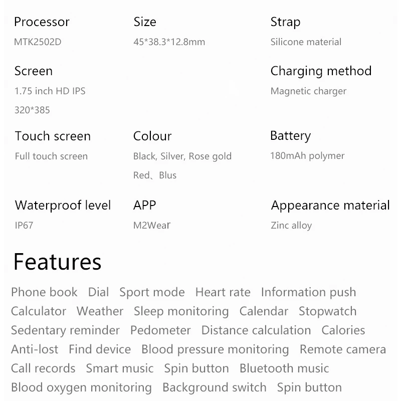 most popular smartwatch  1.75 inch full touch fitness  Ip67 waterproof watch 