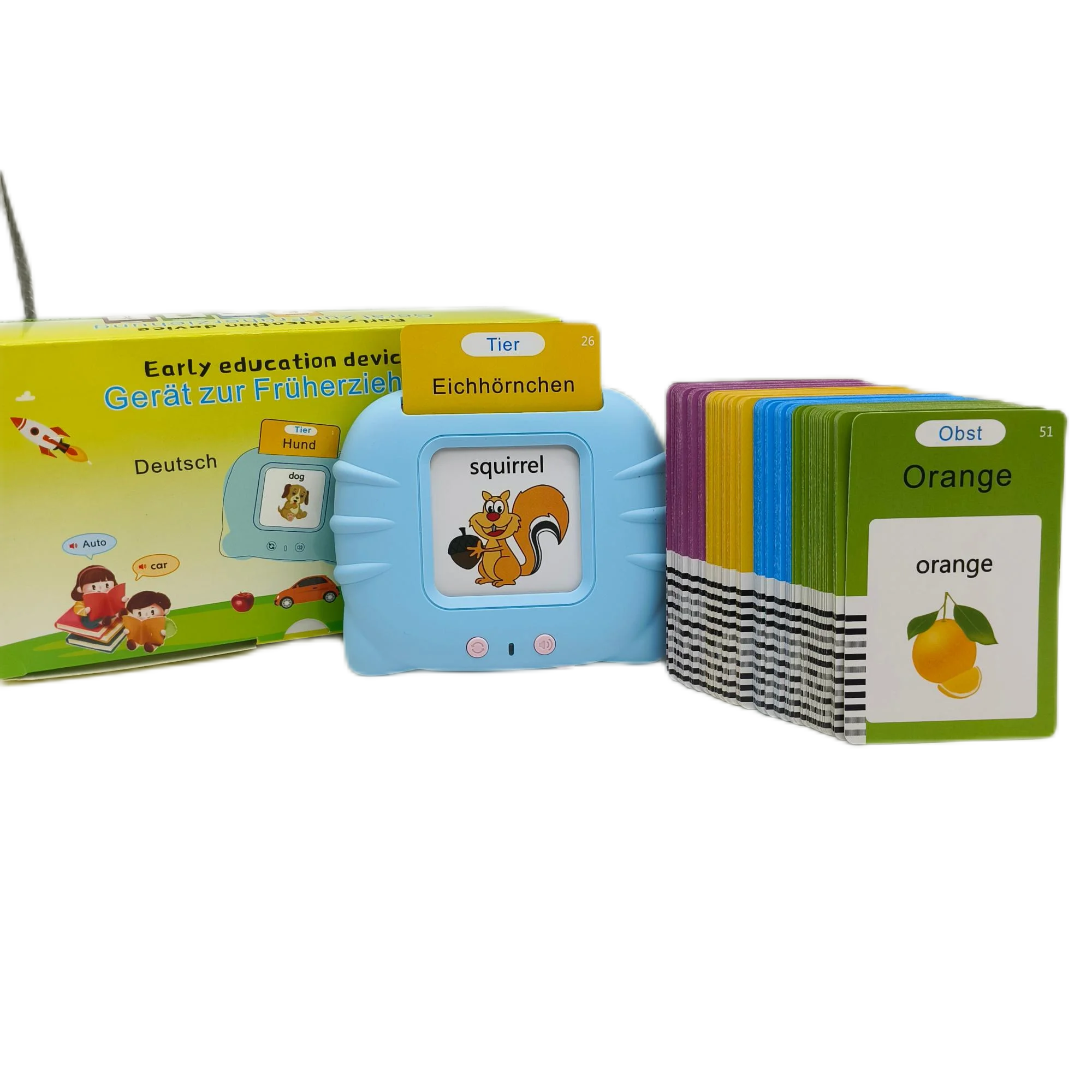 Flash Card Learning Toy Early Education Machine  Audible Language Learning Interactive Device Cognitive Cards